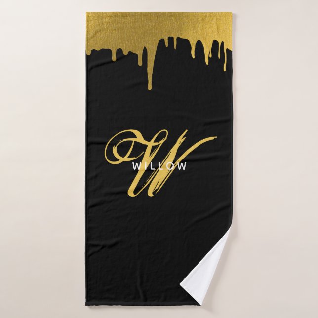 Script Vintage Black & Gold (Serviette de bain)