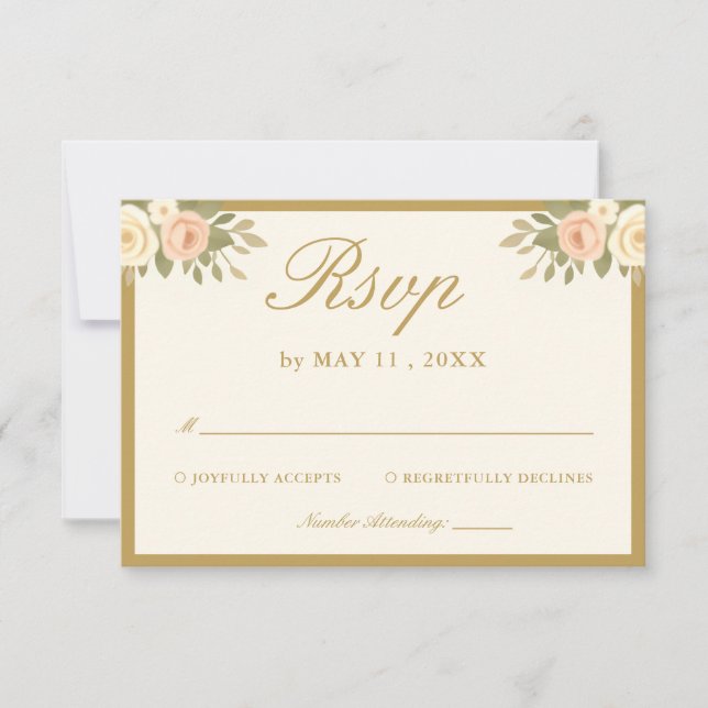 Script Vintage Ivory Wedding RSVP Card (Devant)
