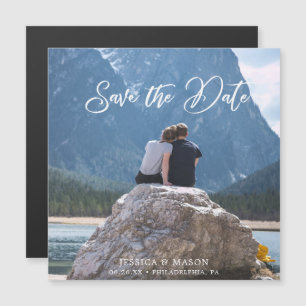 Script Wedding Save The Date Magnets with Photo