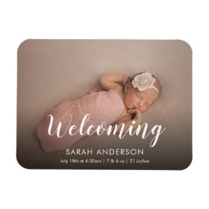 Script Welcome Baby Photo Magnet
