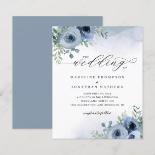 Script Whimsical BUDGET Floral Dusty Mariage bleu