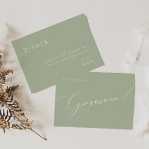 Script Whimsical Carte de proposition Sage Groom