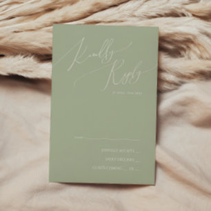 Script Whimsical Carte Sage Green RSVP