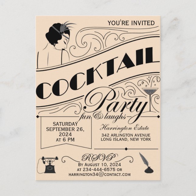Script Whimsical Cocktail invitation (Devant)