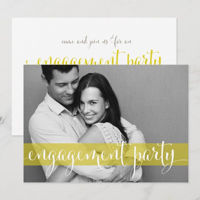 Script Whimsical Photo Engagement Party Invitation (Devant / Derrière)