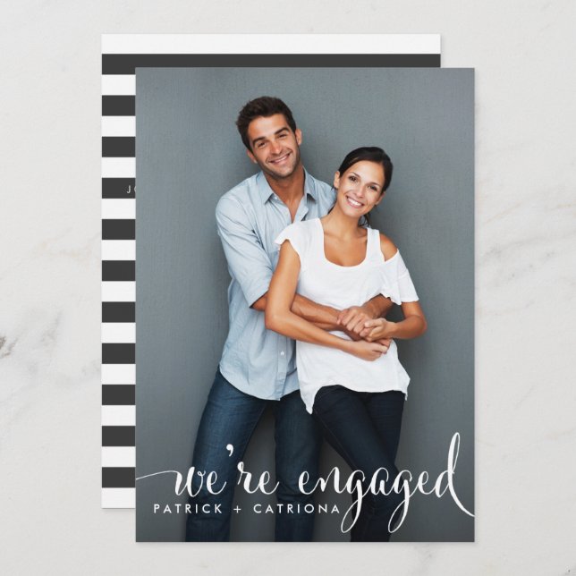 Script Whimsical Photo Engagement Party Invitation (Devant / Derrière)