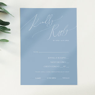 Script Whimsy Dusty Blue Menu Choice RSVP Card