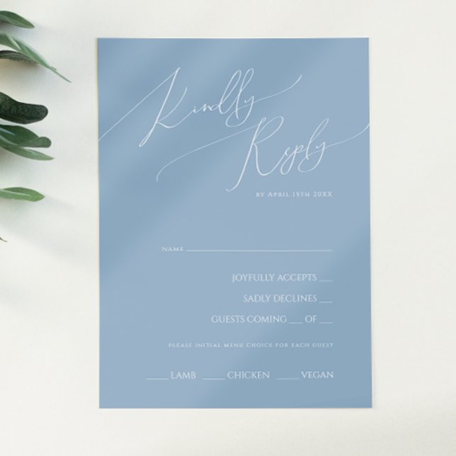 Script Whimsy Dusty Blue Menu Choice RSVP Card (Créateur téléchargé)
