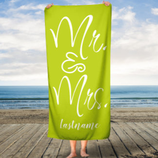 Scripts de chaux M & Mme Mariage Serviette de bain