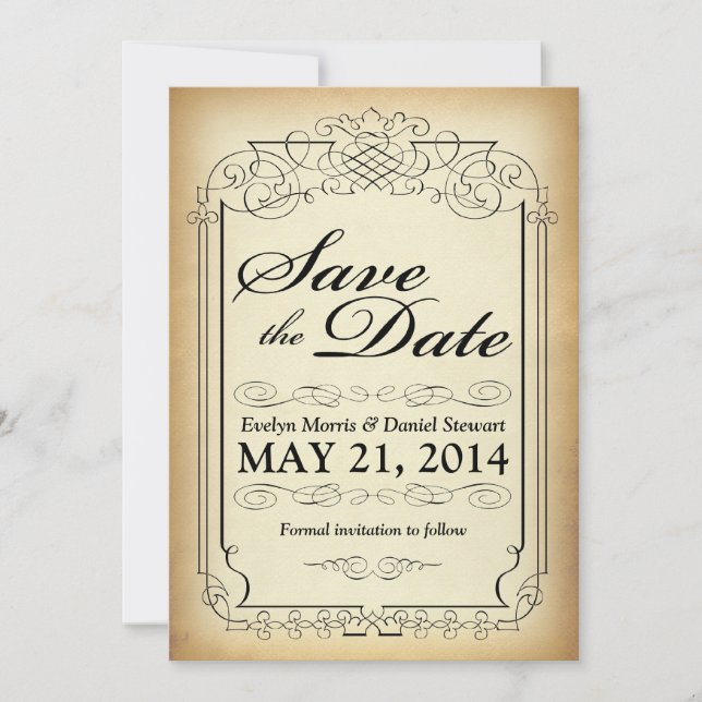 Scroll Style vintage Enregistrer la carte Date (Devant)