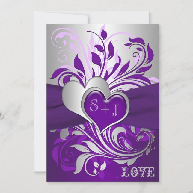Scrolls d'argent violet, Faire-part de mariage de  (Devant)