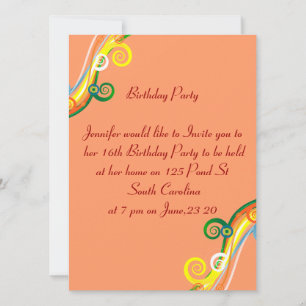 Scrolls multicolores Carte photo 16e anniversaire