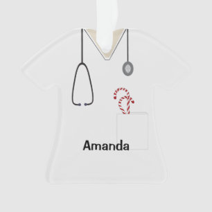 Scrubs Uniforme Nurse Blanc Noël Candy Chemise