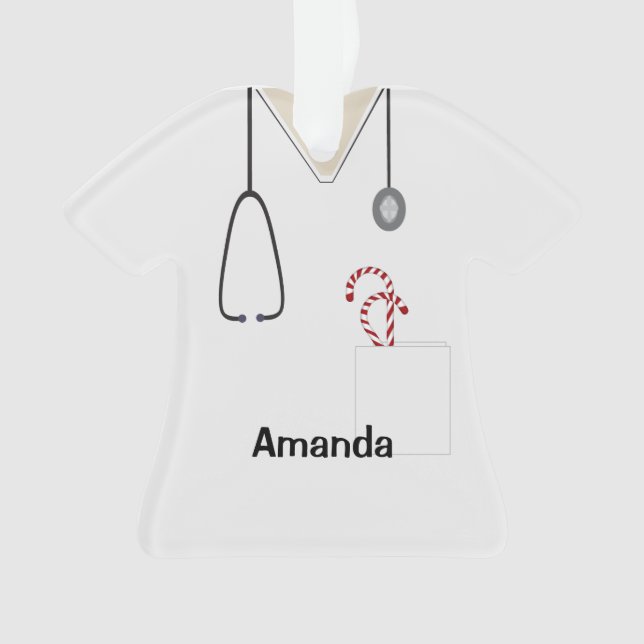 Scrubs Uniforme Nurse Blanc Noël Candy Chemise (devant)