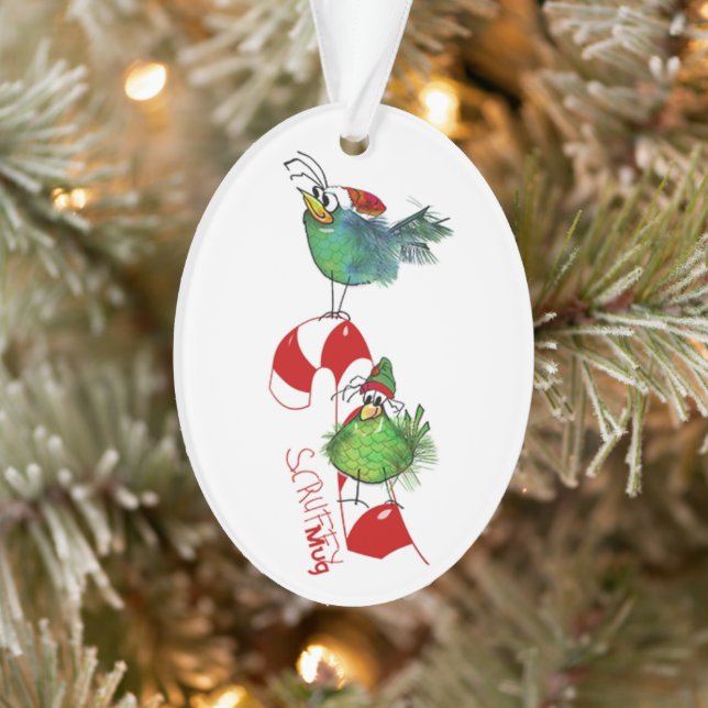 ScruffyMugArtGallery Oval Holiday Ornament (Arbre)