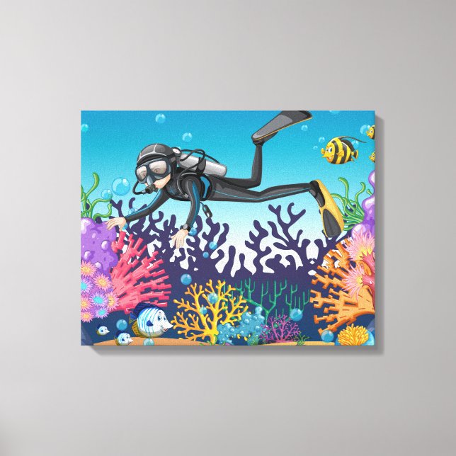 Scuba Diver empreintes de toile (Recto)