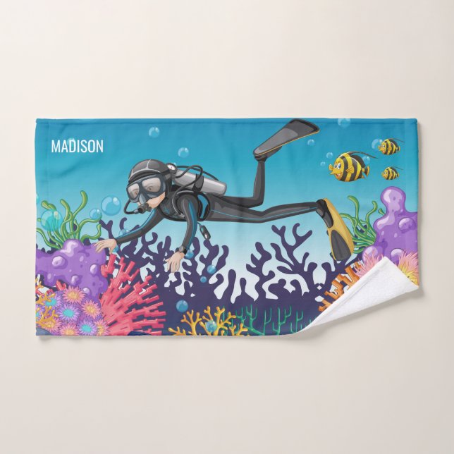 Scuba Diver nom personnalisé serviette à main (Serviette à main)