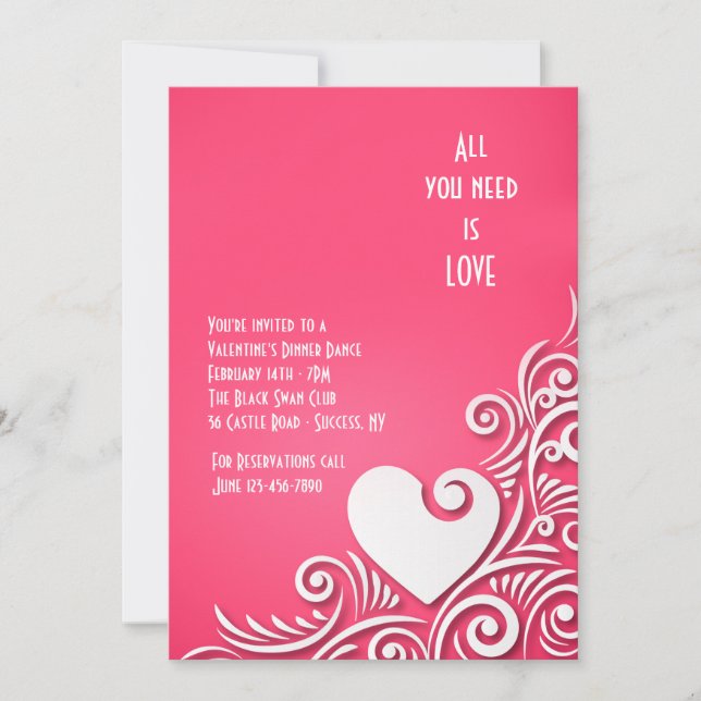 Sculpture de coeur Invitations de la Saint-Valenti (Devant)