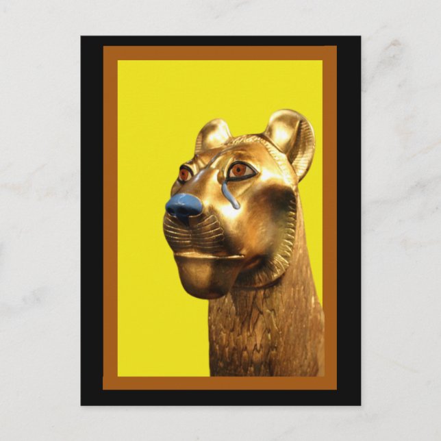 Sculpture de lionne égyptienne, carte postale Art (Devant)