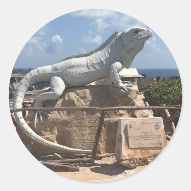Sculpture d'Iguana Isla Mujeres, Stickers Mexique (Devant)