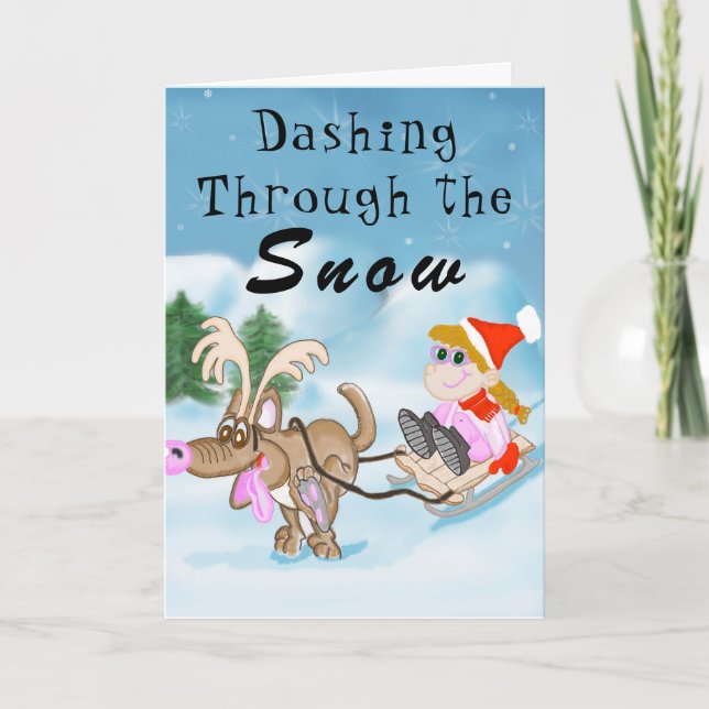 Se précipiter par la carte de Noël de neige (Devant)