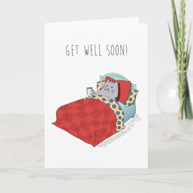 Se Sentir Mieux Froid Grippe Malade Mignonne Carte (Devant)
