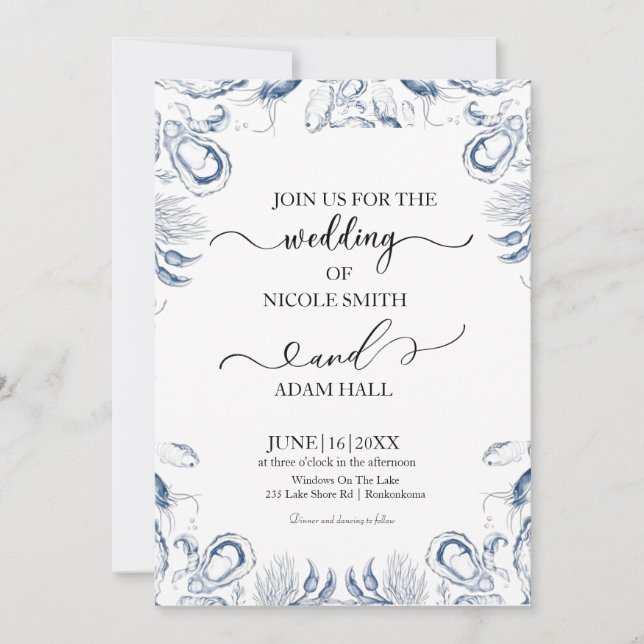  Sea Beach Wedding Invitation |Coastal Destination (Devant)