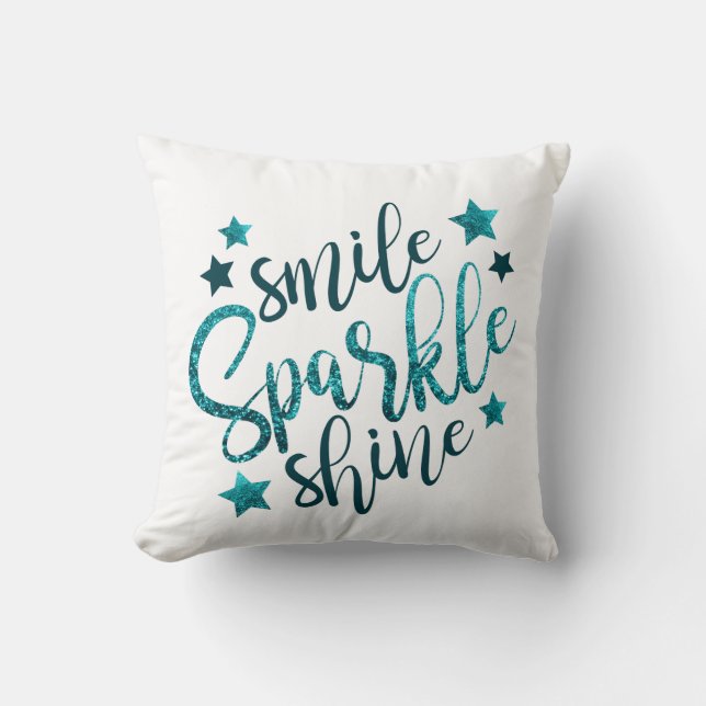 Sea Blue Faux Sparkle Coussin pour elle (Recto)