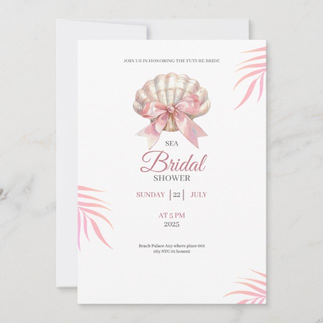 Sea bridal shower pink bridal shower invitation (Devant)