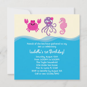 Sea Creatures Invitation d'anniversaire de fille