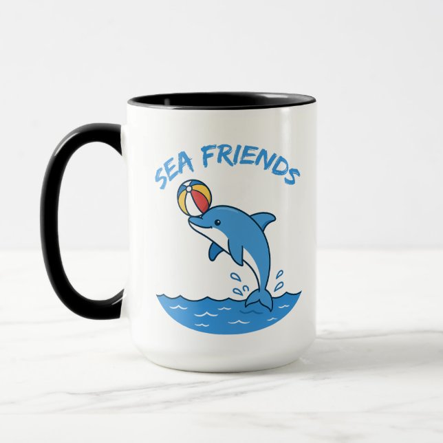 Sea Friends Dolphin Mug – Cute Ocean Animal Cup fo (Gauche)