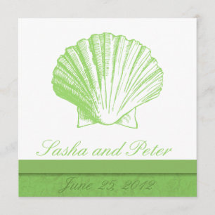Sea Glass Shell Beach Wedding Invitations