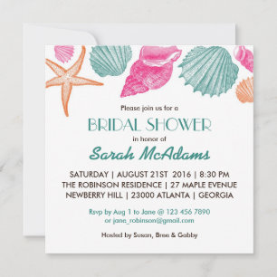 Sea Shells Beach Thème Bridal Douche Invitation