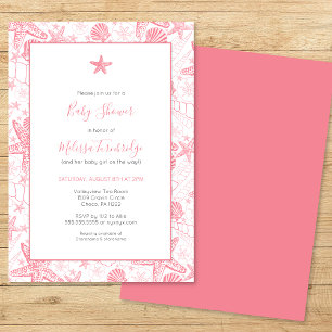 Sea Shells et Starfish Girl Invitations Baby showe