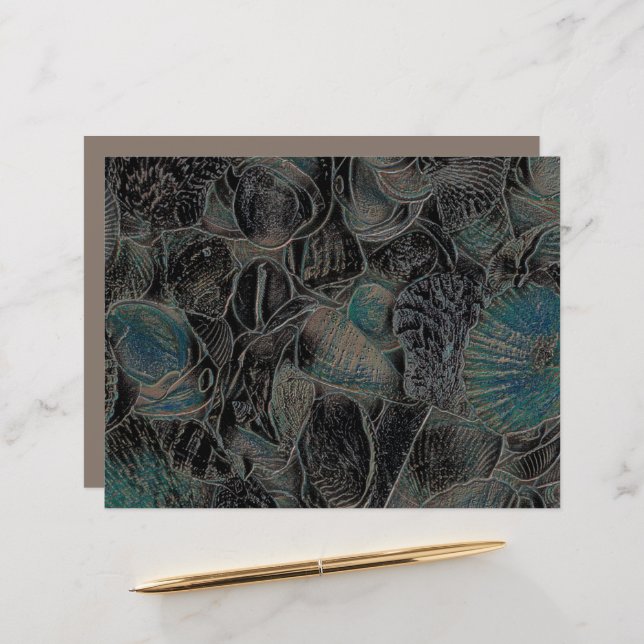 Sea Shells Ocean Beach Turquoise Black Art Decoupa (Devant/Arrière en situation)