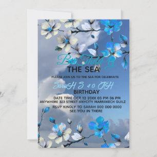 Sea &sky Blue & White Invitation d'anniversaire mo