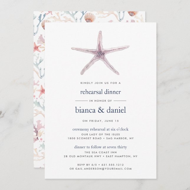 Sea Star | Dîner de répétition Invitation (Devant / Derrière)