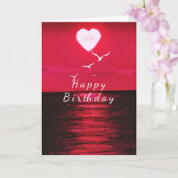 Sea Sunset Coeur Texte Amour Carte d'anniversaire