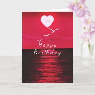 Sea Sunset Coeur Texte Amour Carte d'anniversaire