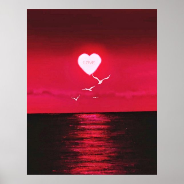 Sea Sunset Love Poster Romantic - Your Text Name (Devant)