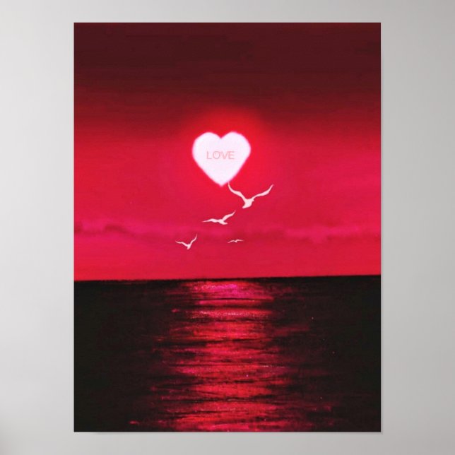 Sea Sunset Love Poster Romantic - Your Text Name (Devant)