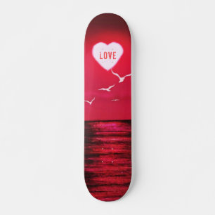 Sea Sunset Love Skateboard Romantique Noir Rouge