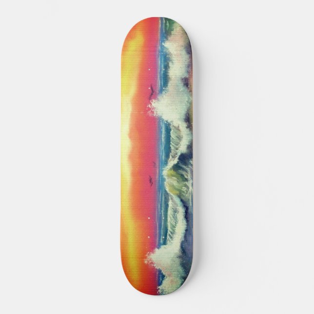 Sea Sunset Waves Skateboard - Peinture (Recto)