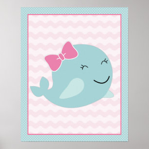 Sea Sweeties Girl Vie marine Aqua Whale Art Poster