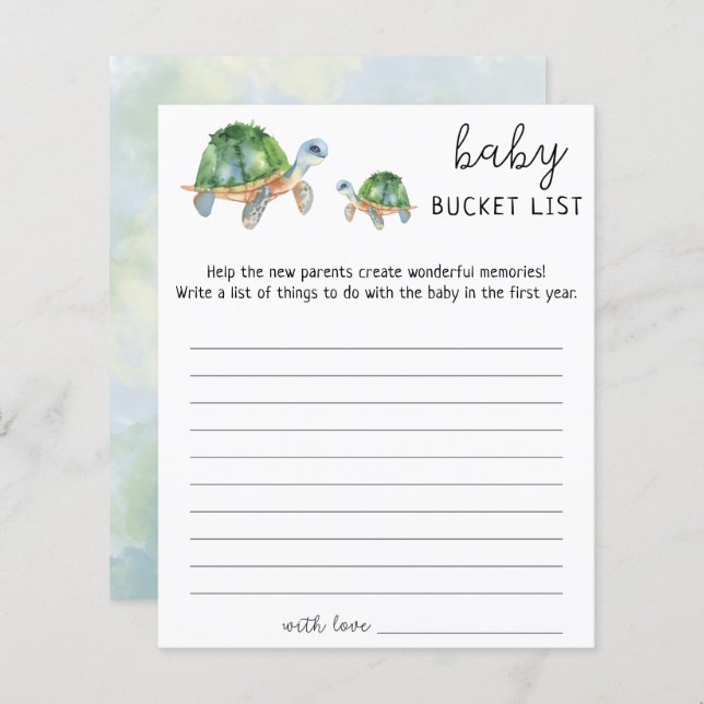 Sea Turtle - Baby bucket list jeu (Devant / Derrière)