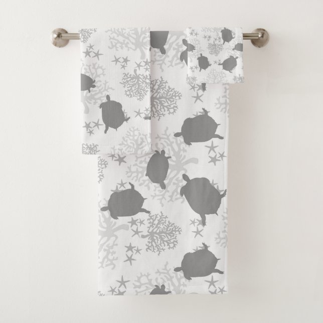 Sea Turtle Grey Ocean Motif Art (En situation)