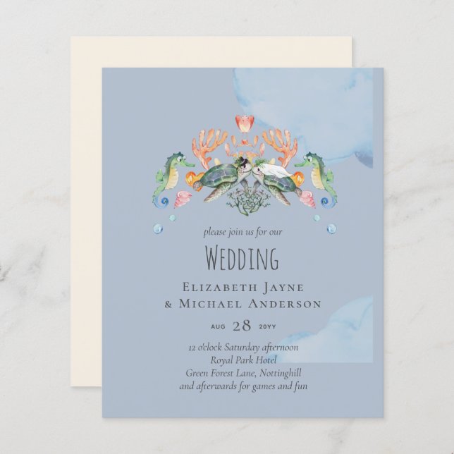 Sea Turtle Wedding Featuring Bride and Groom (Devant / Derrière)