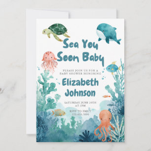 Sea You Soon Baby Invitation Watercolor Code QR Bé