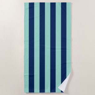 Seafoam Green et Navy Stripes Plage Serviette