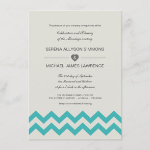 Seafoam Green & Turquoise Chevron Faire-part de ma